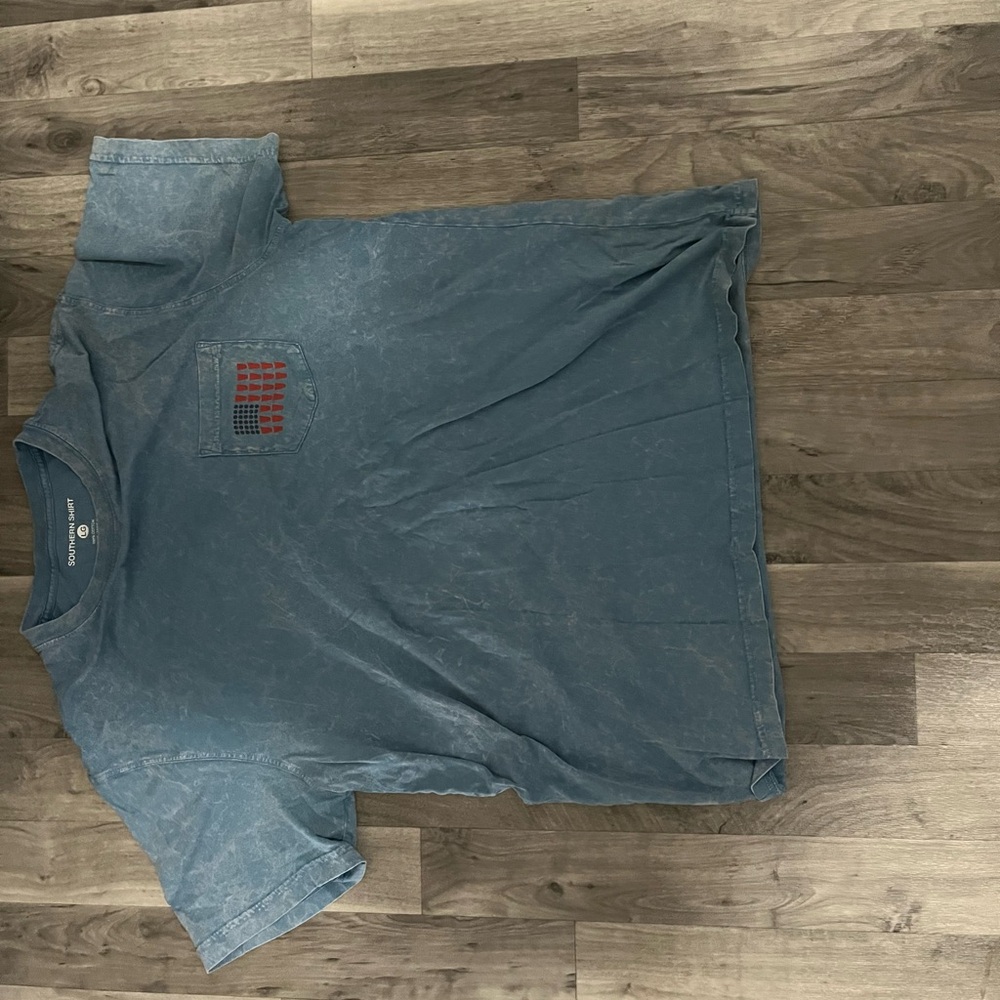 The Southern Shirt Company Washed Blue Short Sleeve Tee with Pocket Graphic